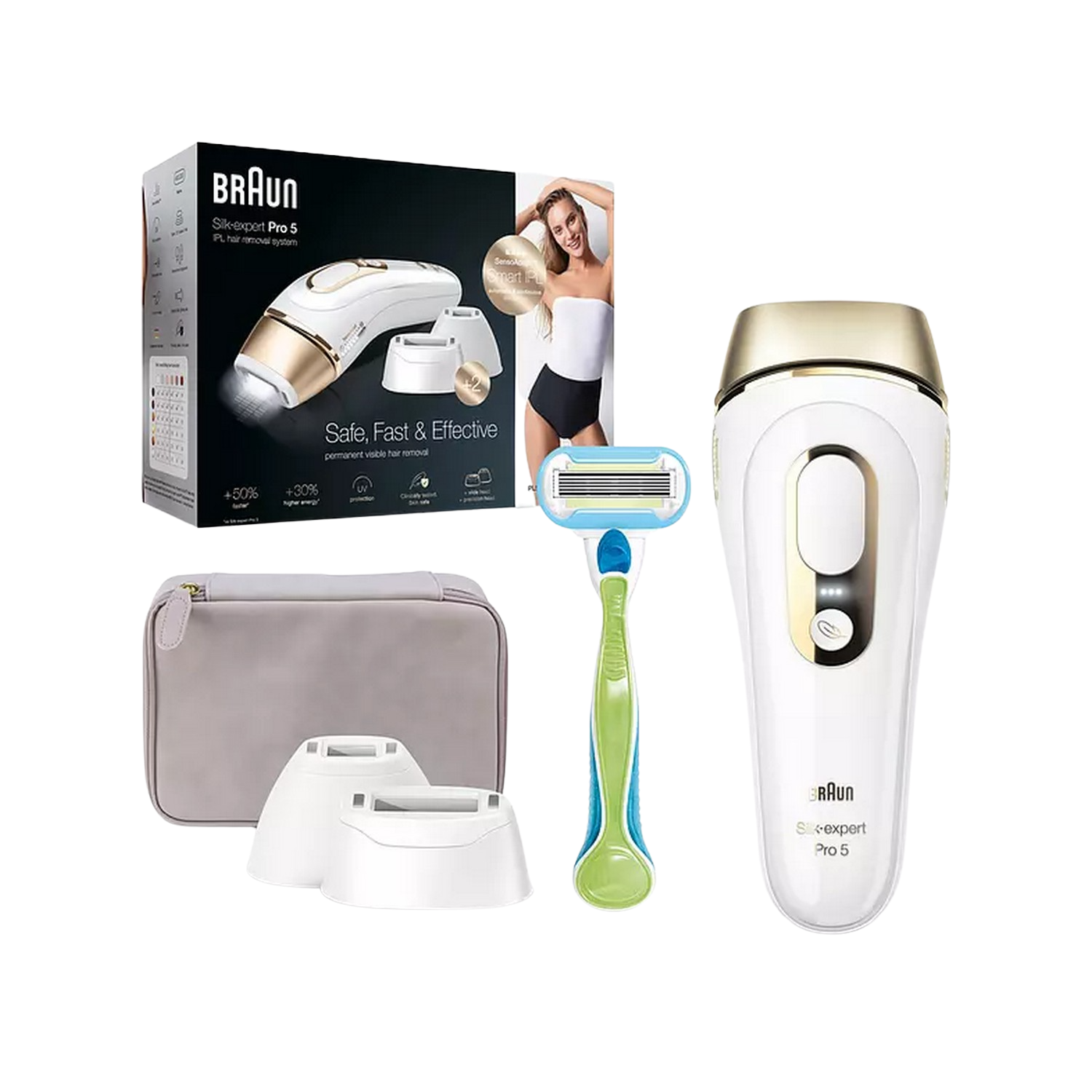 Depiladora IPL - Braun Silk-expert Pro 5 PL5223, Depilación Permanente, Skin Pro 2.0, Blanco