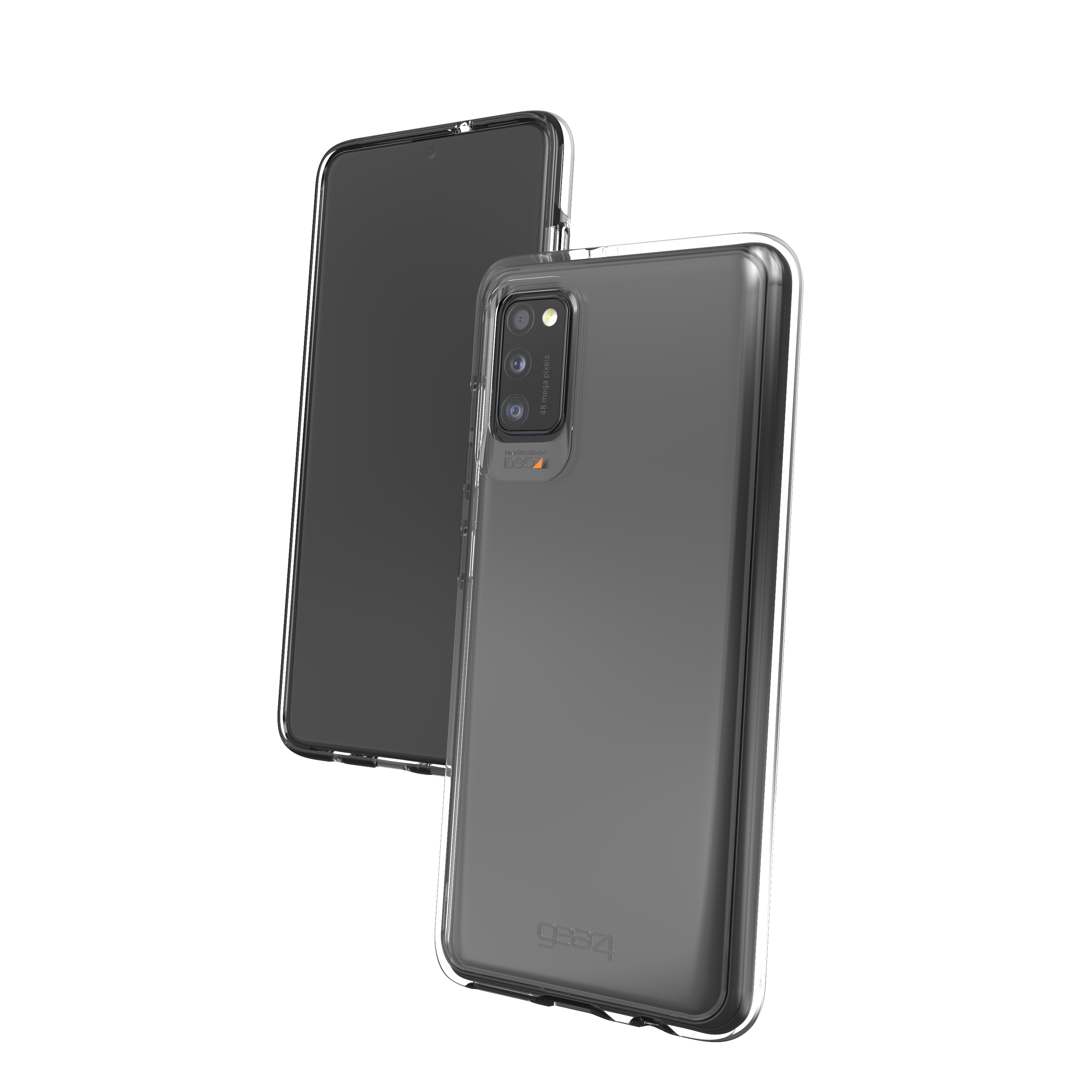 Eine transparente Handyhülle auf einem Telefon, mit sichtbar; einem weiteren Telefon davor.
