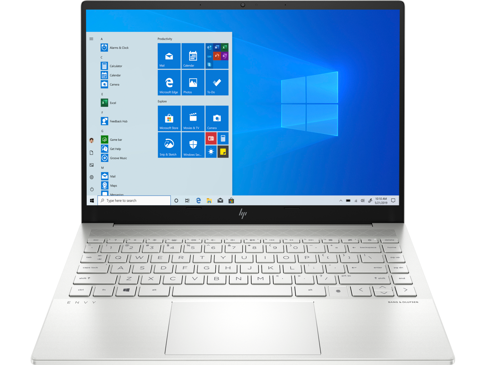 Un portátil con la pantalla de inicio de Windows 10.