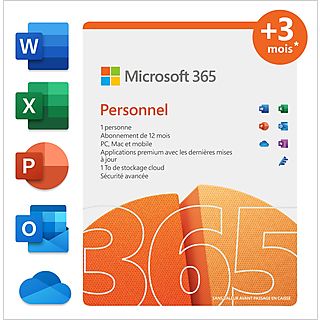 Microsoft 365 Personal FR 12 maanden (+3 maanden extra bij aankoop van een laptop*)