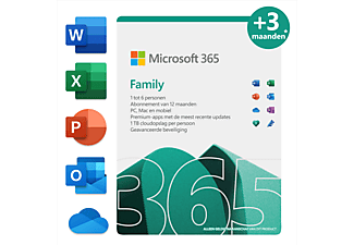 Microsoft 365 Famille NL 12 mois (+3 mois extra si acheté ensemble avec un laptop*)