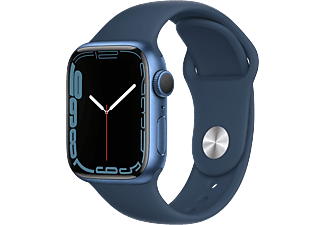 APPLE Watch S7 GPS, 41mm kék alumíniumtok, mély indigókék sportszíj (mkn13hc/a)