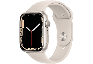 APPLE Watch S7 GPS, 45mm csillagfény alumíniumtok, csillagfény sportszíj (mkn63hc/a)