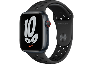 APPLE Watch Nike S7 GPS + Cellular, 45mm éjfekete alumíniumtok, antracit-fekete Nike sportszíj (mkl53hc/a)