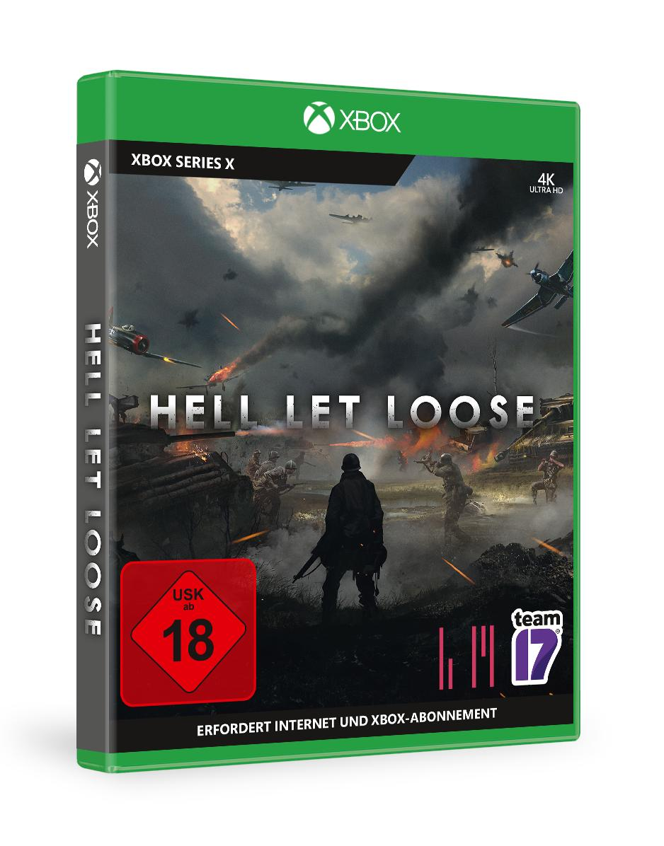 Spielbox von 'Hell Let Loose'. Es zeigt eine Kriegsszene mit Soldaten und Flugzeugen.