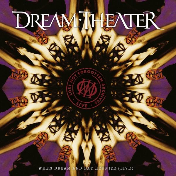 Dream Theater albumhoes. Paars en goud kaleidoscoop ontwerp, bandlogo bovenaan in het midden.