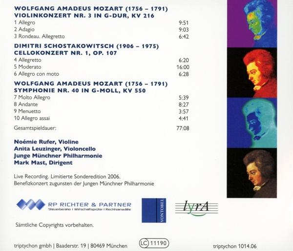Rückseite einer CD mit Informationen zur klassischen Musik. Enthält Titellisten und Interpretennamen.