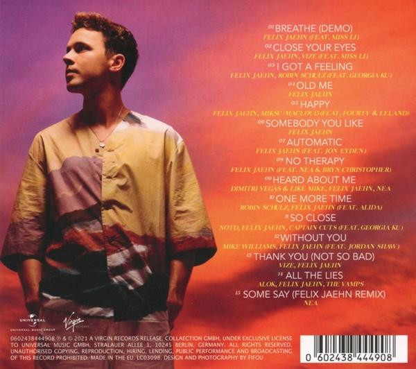Ein CD-Cover mit dem Gesicht eines Mannes und Songtiteln auf buntem Hintergrund.