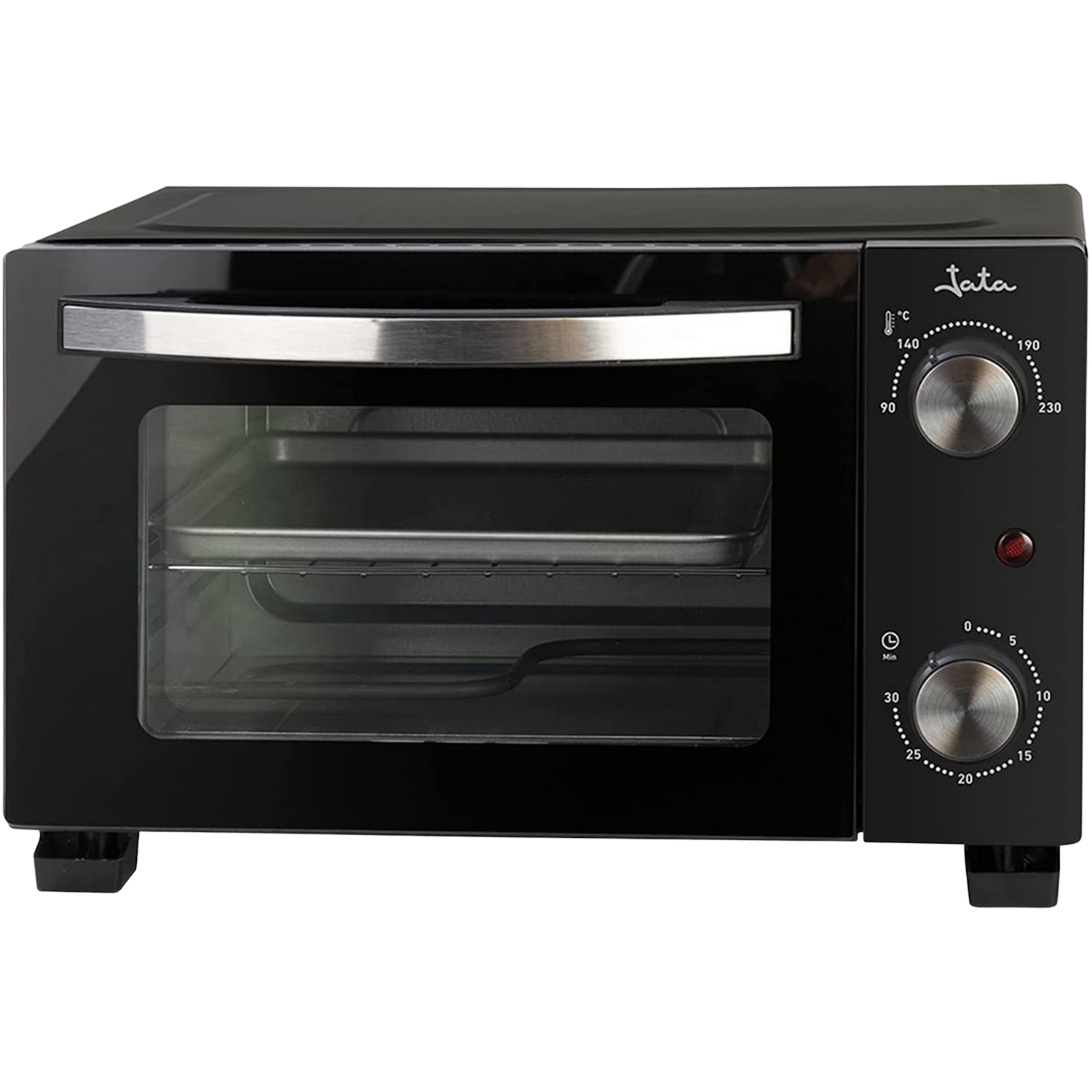 Mini Horno Jata jehn0910 800w 10 temporizador termostato negro de sobremesa con capacidad litros. 2 funciones y grill. bandeja parrilla. limpieza. medidas externas 37 27 23