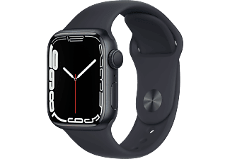 Apple Watch Series 7, GPS, 41 mm, Caja de aluminio Medianoche, Correa deportiva color Medianoche