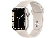 Apple Watch Series 7, GPS, 41 mm, Caja de aluminio Blanco estrella, Correa deportiva color Blanco estrella