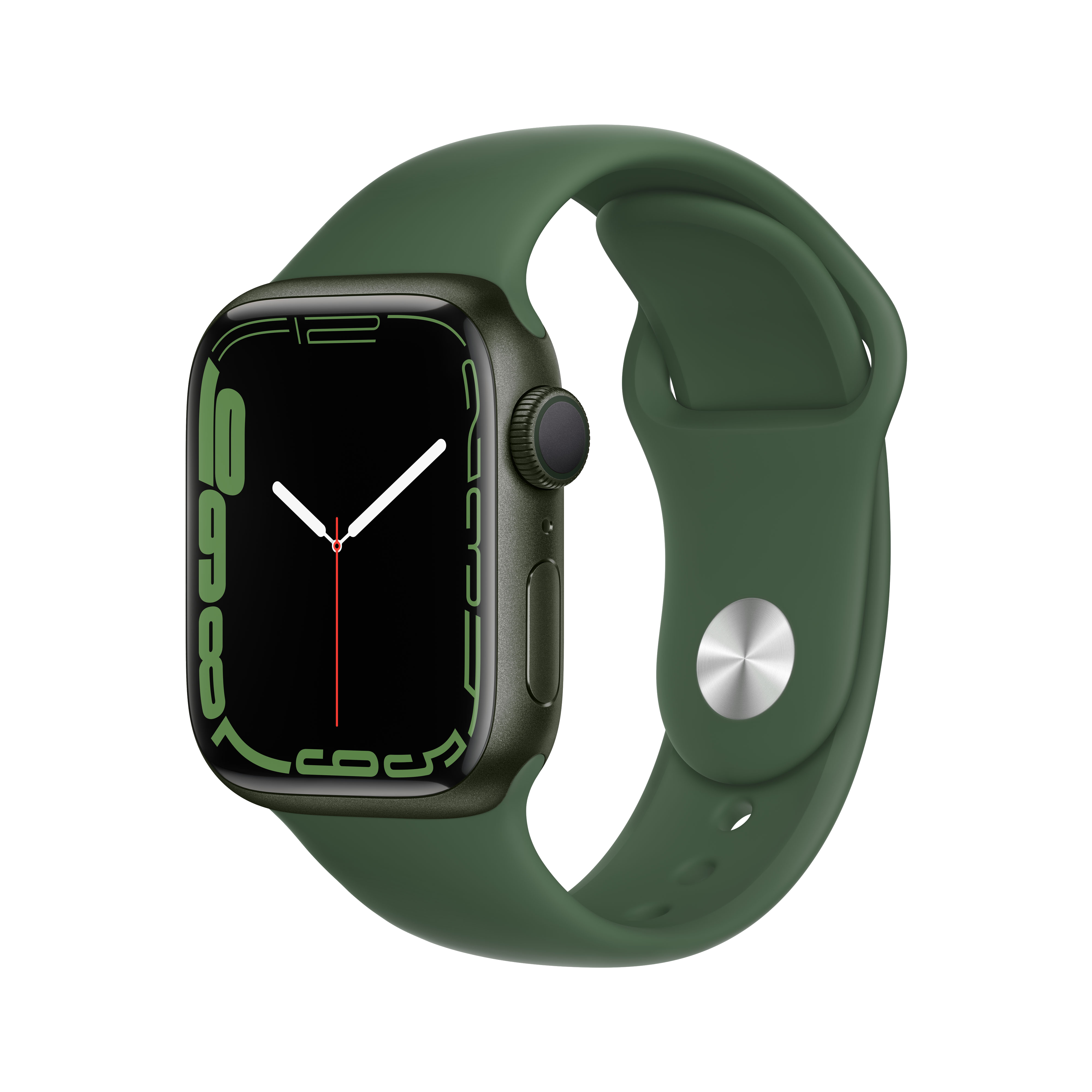 Apple Watch Series 7, GPS, 41 mm, Caja de aluminio Verde, Correa deportiva color Verde trébol