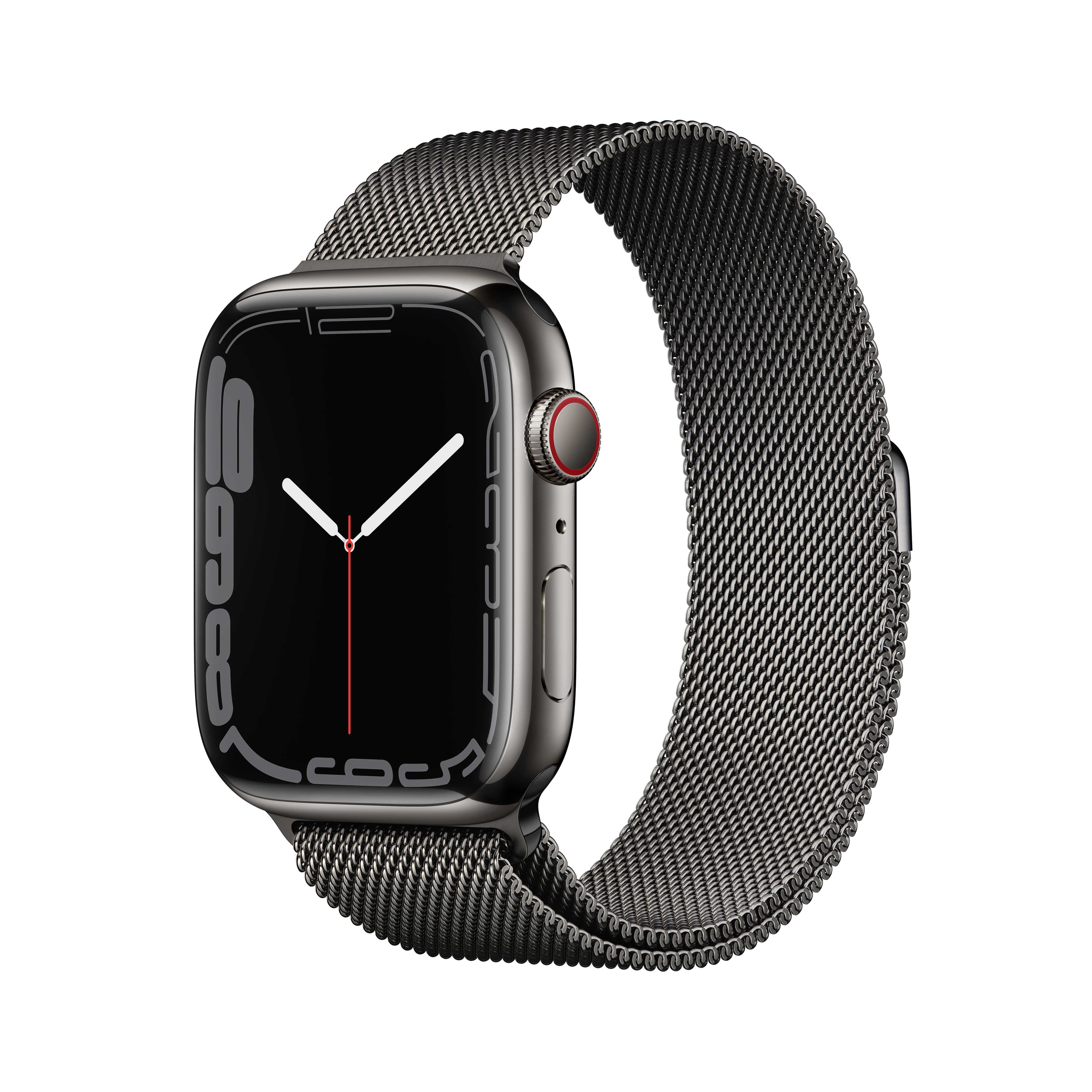 Apple Watch Series 7, GPS+CELL, 45 mm, Caja de Acero inoxidable en grafito, Pulsera Milanese Loop grafito