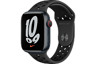 Apple Watch Nike Series 7, GPS+CELL, 45 mm, Caja de Aluminio en Medianoche, Correa Nike Sport Antracita/negra