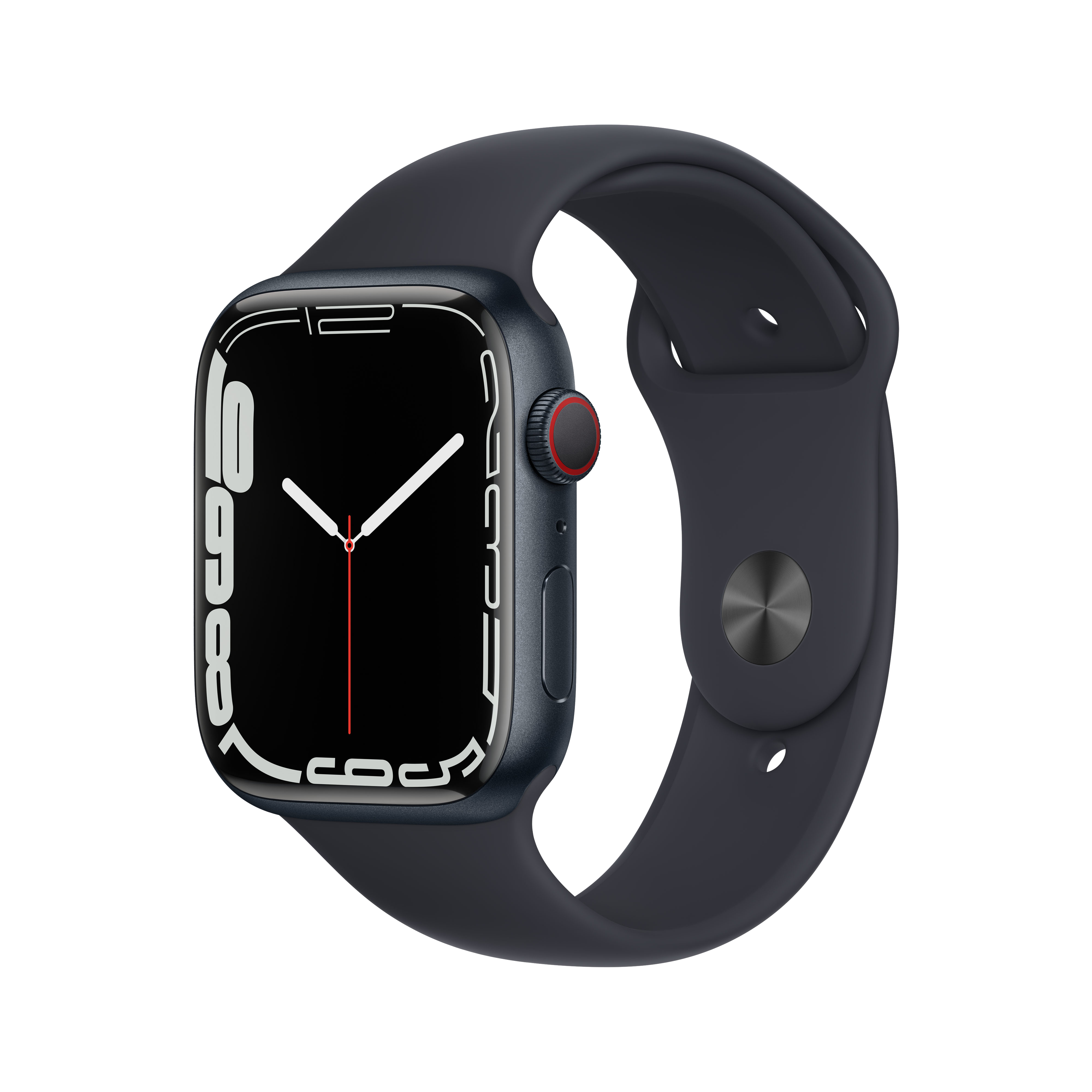 Apple Watch Series 7 gps cellular 45mm aluminio 45 caja medianoche correa deportiva color con en talla