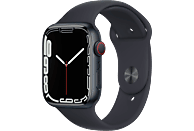 Apple Watch Series 7, GPS+CELL, 45 mm, Caja de aluminio Medianoche, Correa deportiva color Medianoche