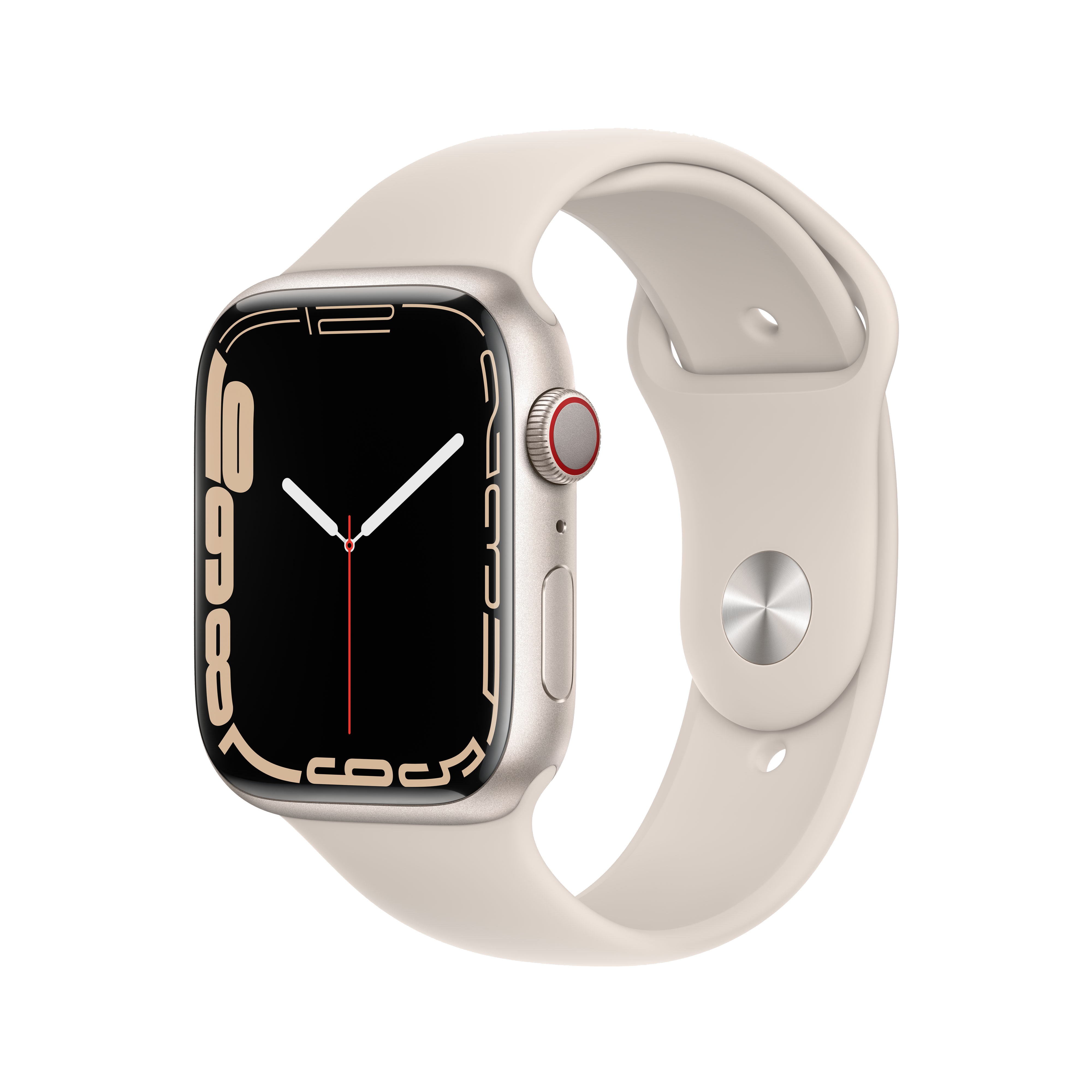 Apple Watch Series 7 45 mm oled 4g beige gps saté cellular caja aluminio en blanco estrella correa deportiva 45mm