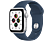 APPLE Watch SE (2021) GPS, 40mm ezüstszínű alumíniumtok, mély indigókék sportszíj, USB-C (mkny3hc/a)