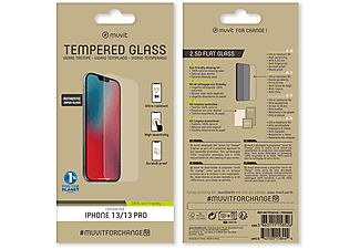 Protector pantalla | muvit MCTPG0104, Para Apple iPhone 13 iPhone Pro, Vidrio templado, Transparente