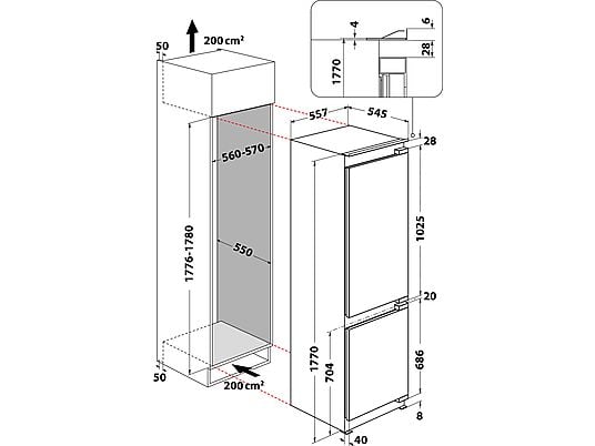 BAUKNECHT KGIS 28833 - Réfrigérateur-congélateur (Dispositif intégré)