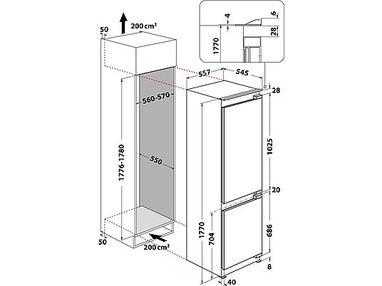 BAUKNECHT KGIP 2880 LH2 - Réfrigérateur-congélateur (Dispositif intégré)