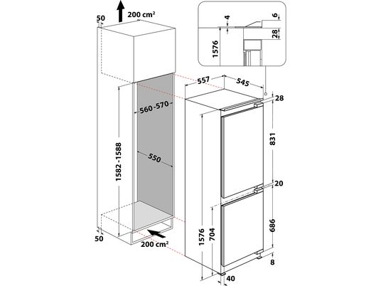 BAUKNECHT KGIS 2680 LH2 - Réfrigérateur-congélateur (Dispositif intégré)