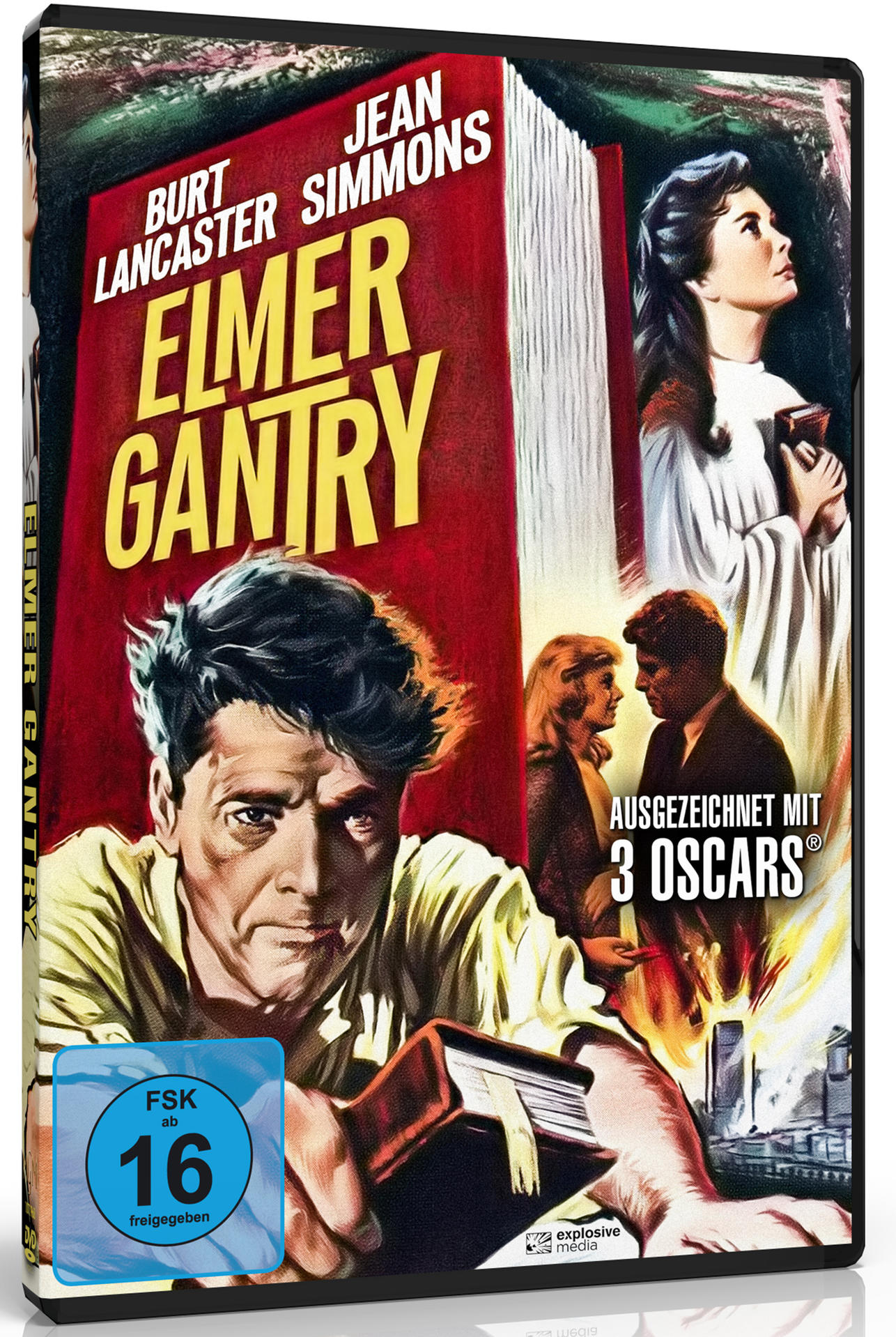 DVD-Hülle des Films 'Elmer Gantry'. Burt Lancaster und Jean Simmons sind auf dem Cover zu sehen.