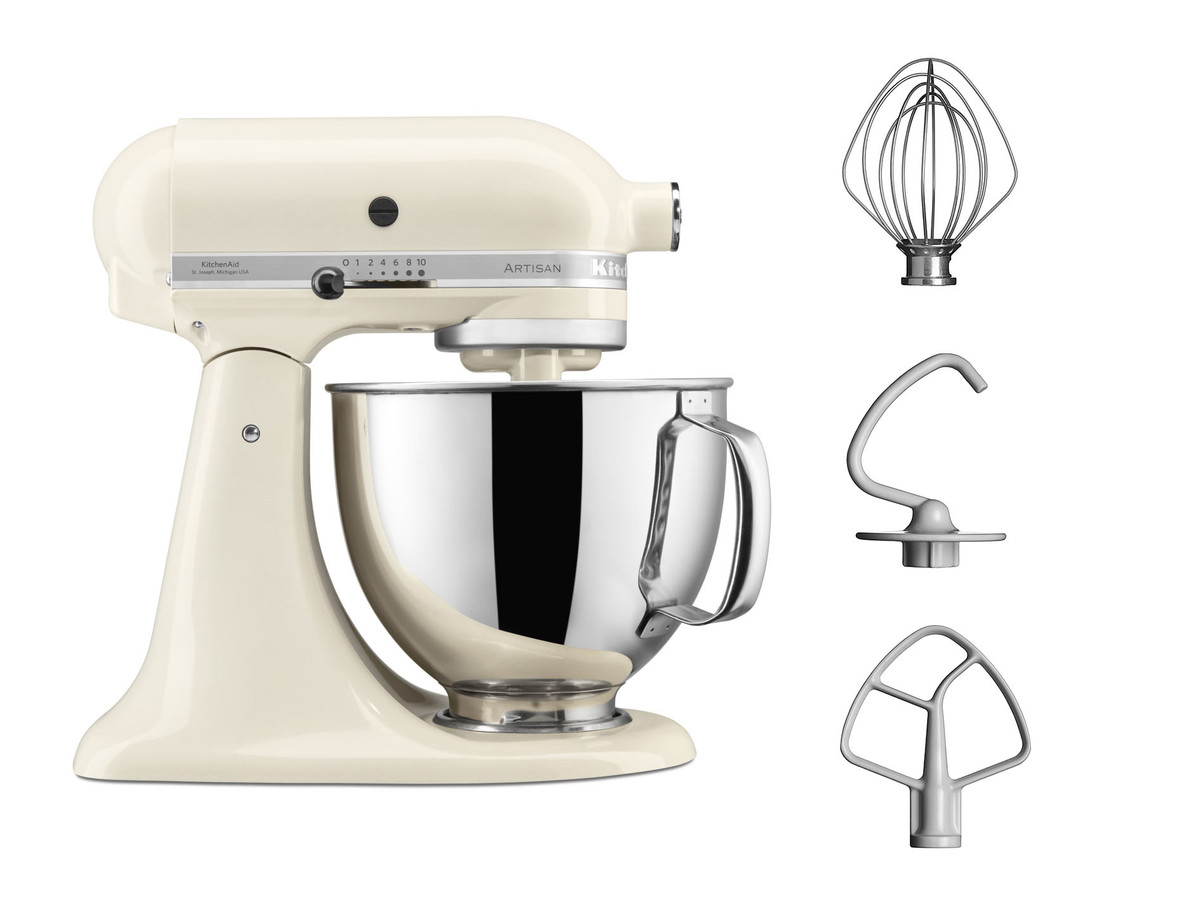 KITCHEN AID 5KSM125EFL Küchenmaschine mit kippbarem Motorkopf Artisan Fresh Linen Küchenmaschine mit kippbarem Motorkopf Fresh Linen (Rührschüsselkapazität: 4,8 l, 300 Watt)