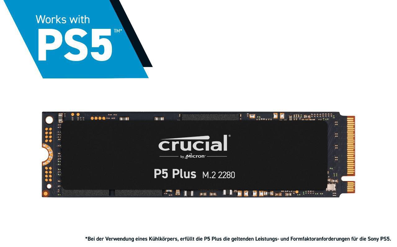CRUCIAL P5 Plus, Playstation 5 kompatibel, Festplatte, 2 TB SSD M.2 via NVMe, intern