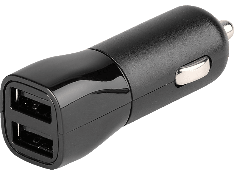 VIVANCO Dual Fast Car Charger, 2 USB Ports Kfz-Ladegerät universal 17 Watt, Schwarz