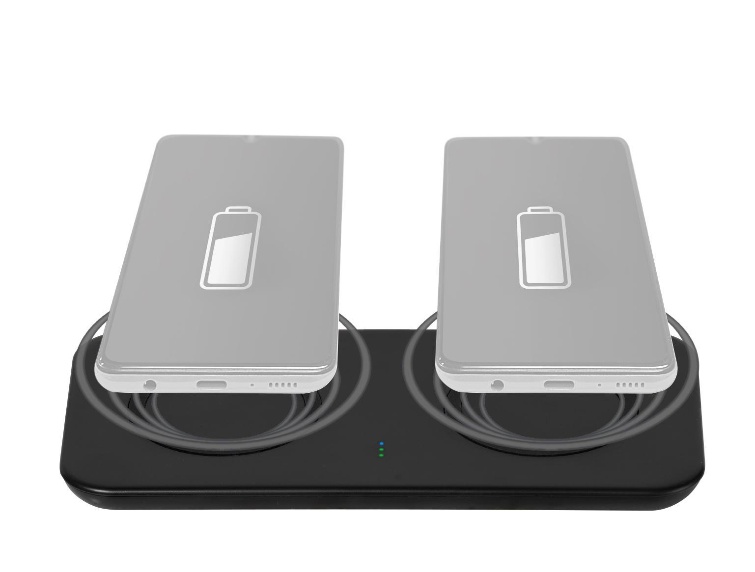 VIVANCO Dual Wireless Ladegerät universal Watt, USB Type-C™ 20 Charger Fast Set induktives Schwarz