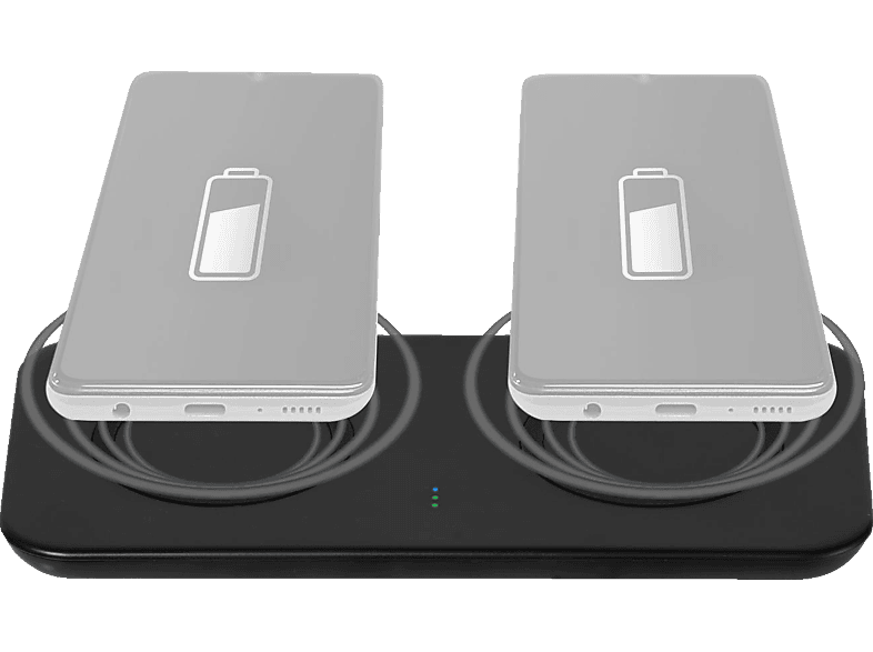 VIVANCO Dual Wireless Fast Charger Set USB Type-C™ induktives Ladegerät universal 20 Watt, Schwarz