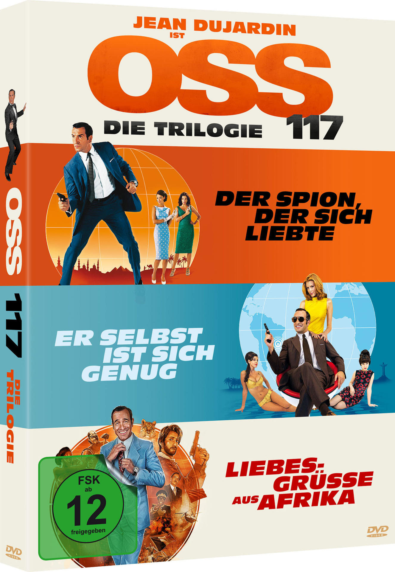 Eine DVD-Box mit drei Filmcovern. Text und Schauspielerbilder werden angezeigt.