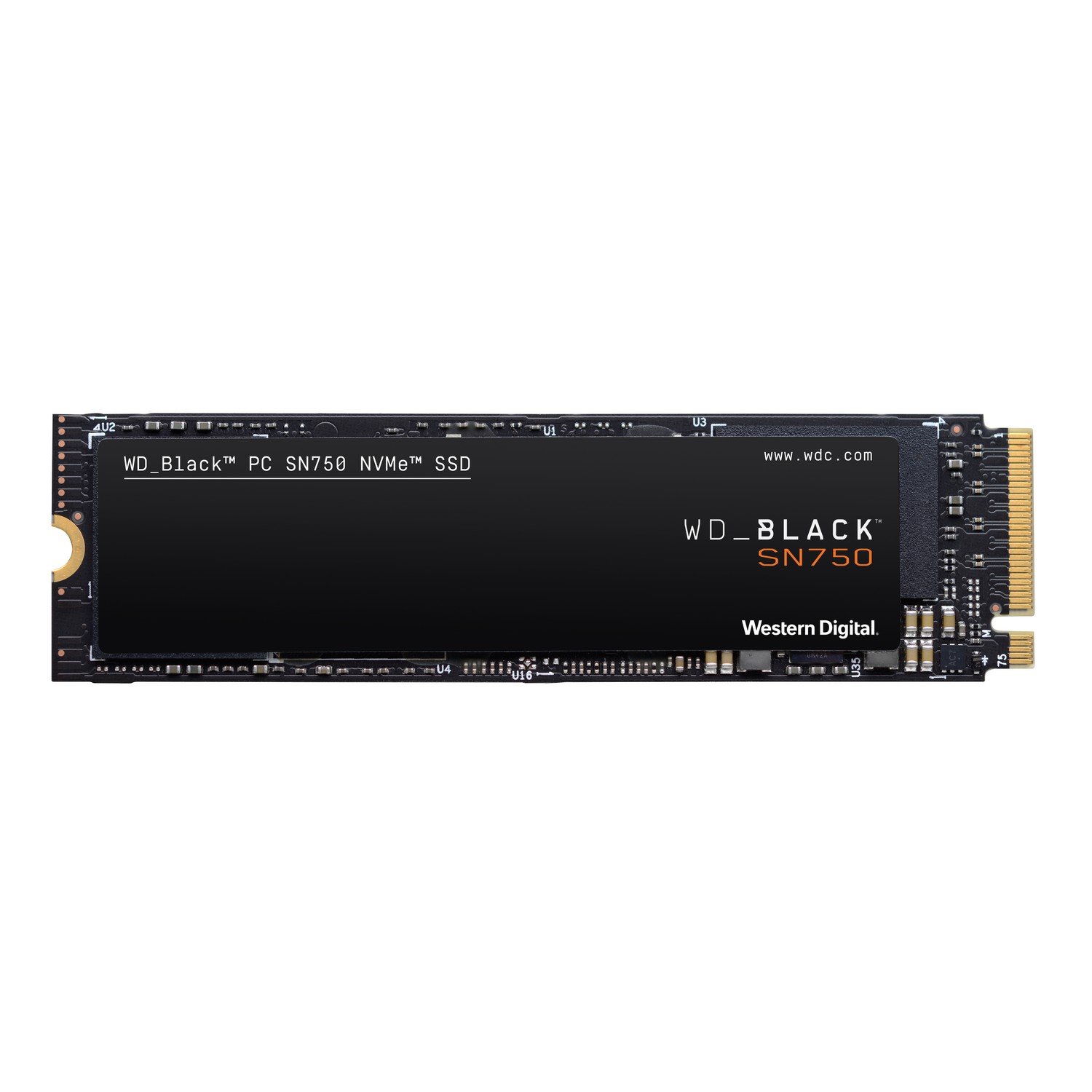 Disco duro SSD interno 500 GB - WD_BLACK™ SN750 NVMe™ SSD, Sin disipador de Calor, PCIe, Lectura 3430 MB/s, M.2, Negro