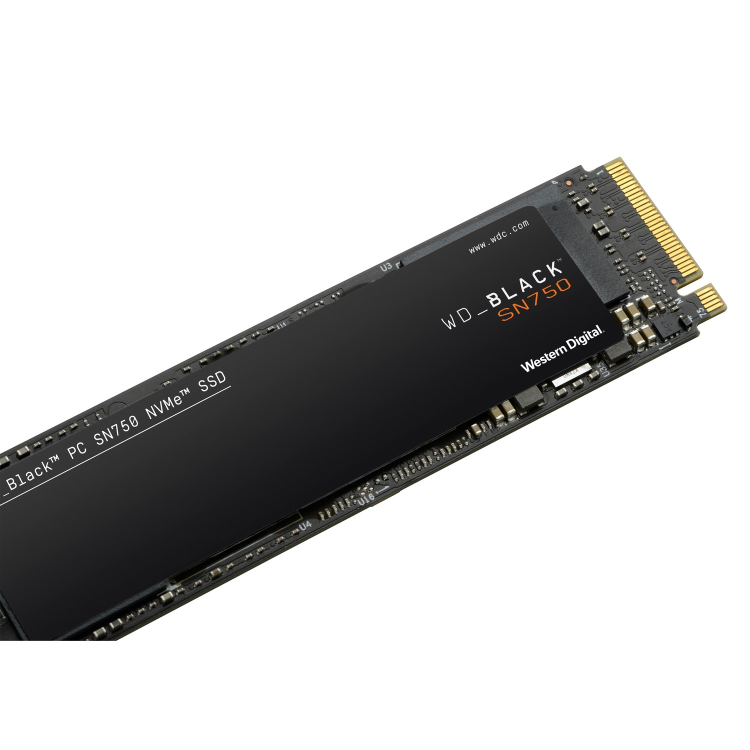 Disco duro SSD interno 1 TB - WD_BLACK™ SN750 NVMe™ SSD, Sin disipador de Calor, PCIe, Lectura 
3430 MB/s, M.2, Negro