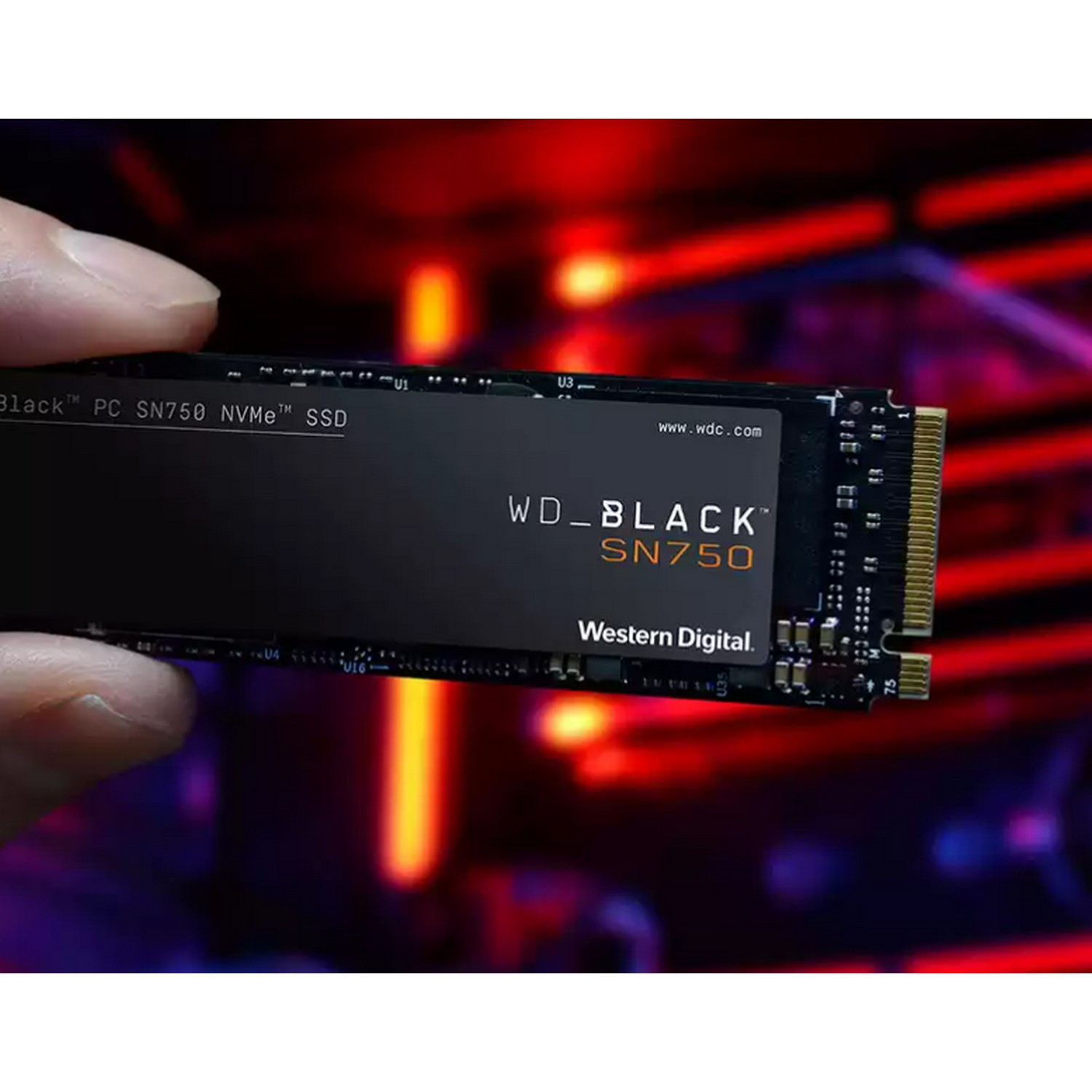 Disco duro SSD interno 1 TB - WD_BLACK™ SN750 NVMe™ SSD, Sin disipador de Calor, PCIe, Lectura 
3430 MB/s, M.2, Negro