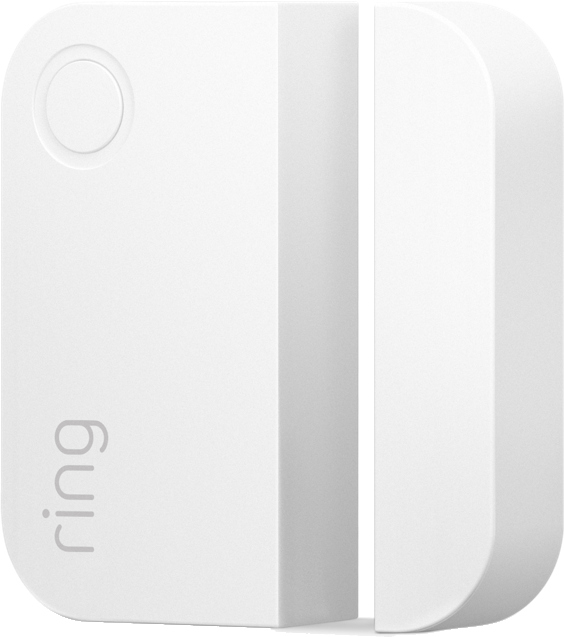 White Ring door sensor. Two parts separated. Gray ring logo.