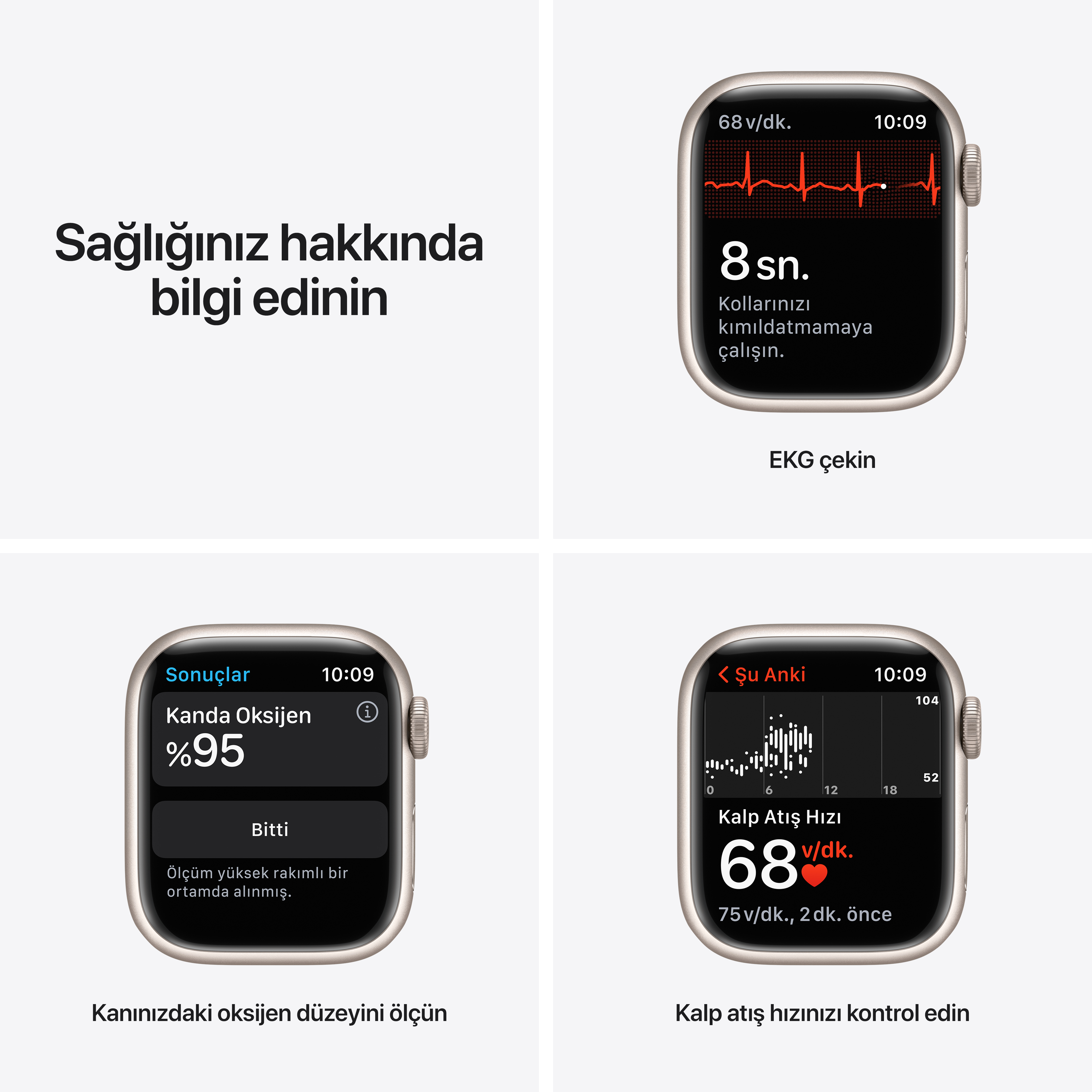 APPLE Watch Series 7 GPS 41mm Yıldız Işığı Alüminyum Kasa ve Spor Kordon