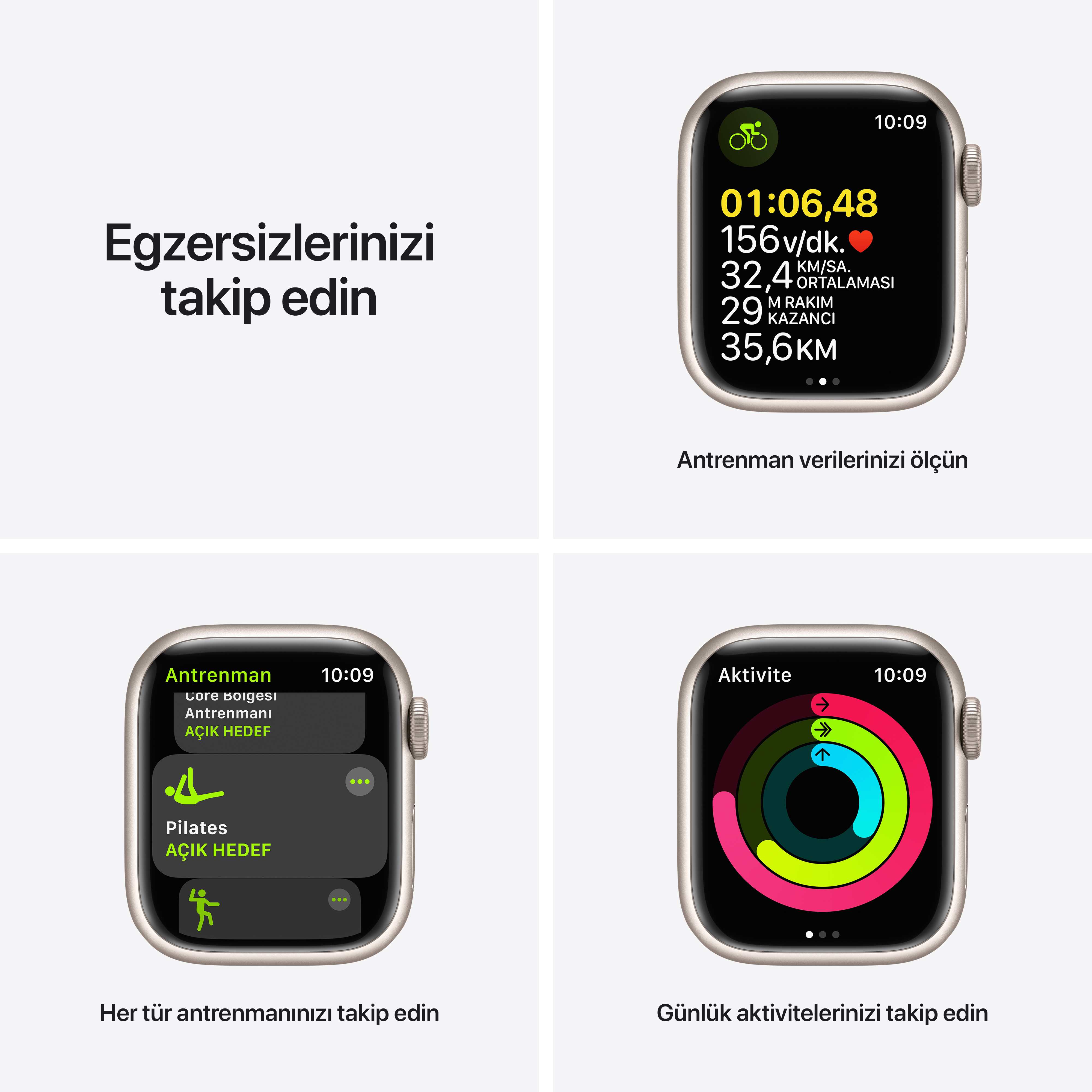 APPLE Watch Series 7 GPS 41mm Yıldız Işığı Alüminyum Kasa ve Spor Kordon