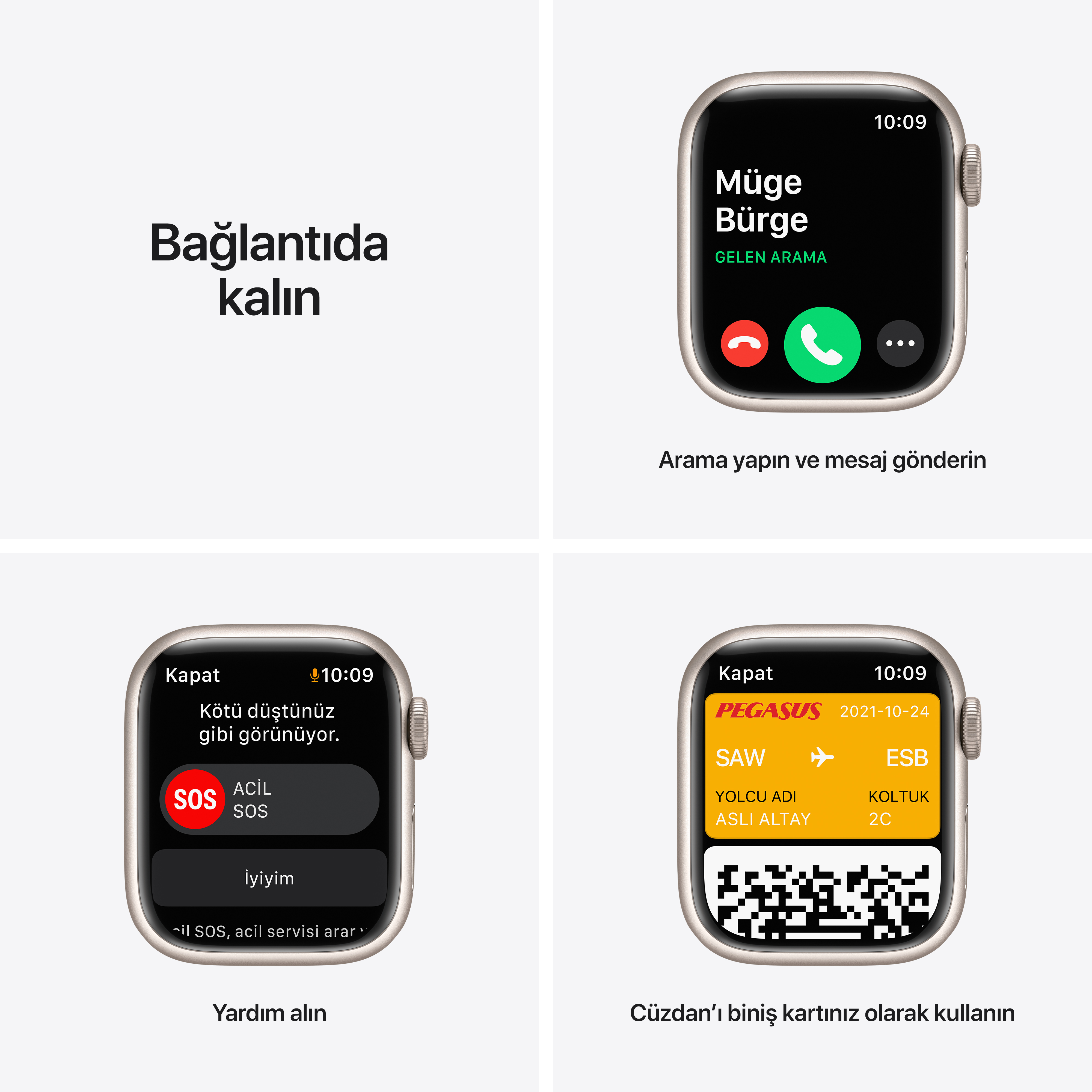 APPLE Watch Series 7 GPS 41mm Yıldız Işığı Alüminyum Kasa ve Spor Kordon