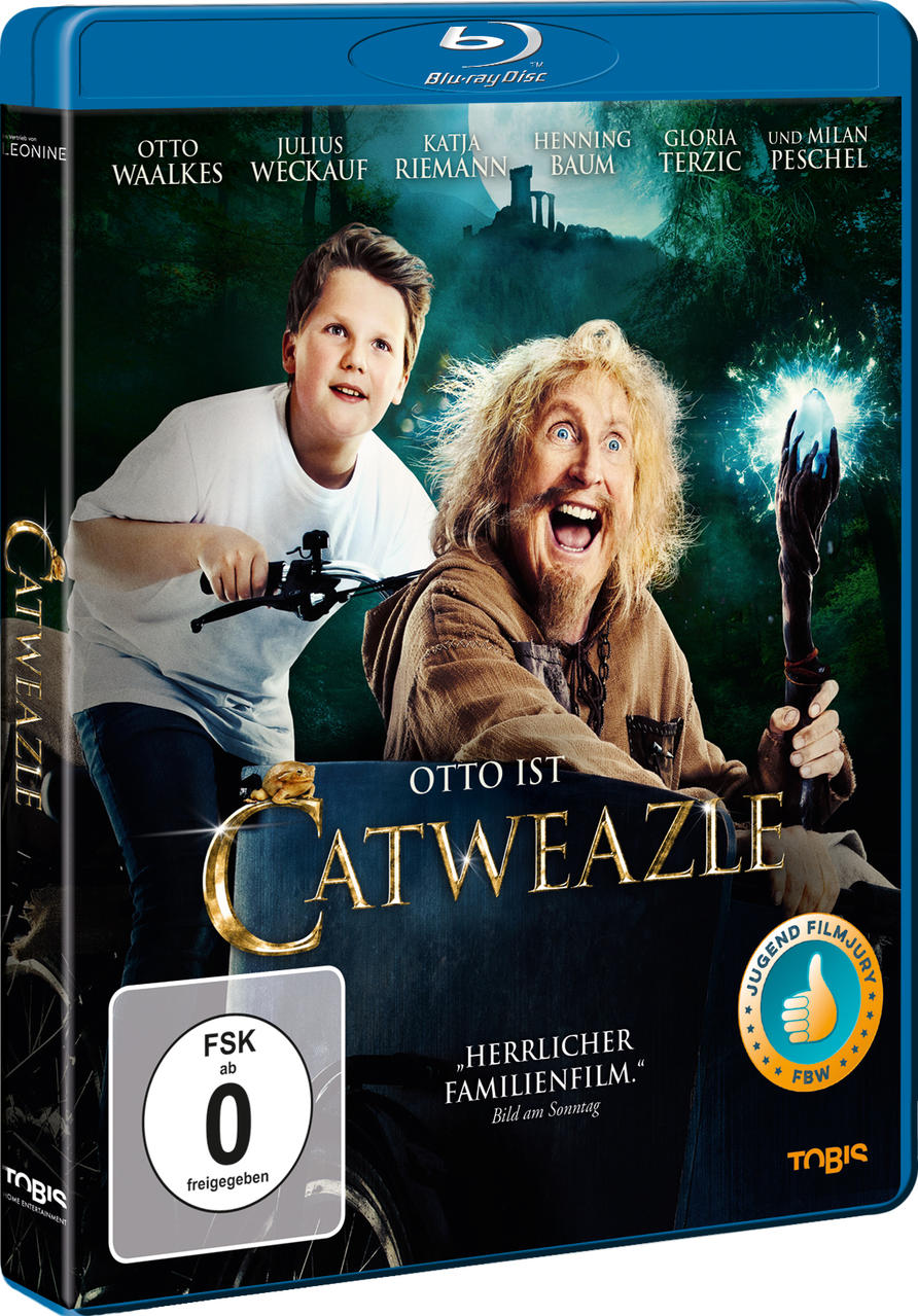 Filmcover: Zwei aufgeregte Männer. Titel: Catweazle. Namen der Schauspieler sind abgebildet. Blu-ray Disc Logo.