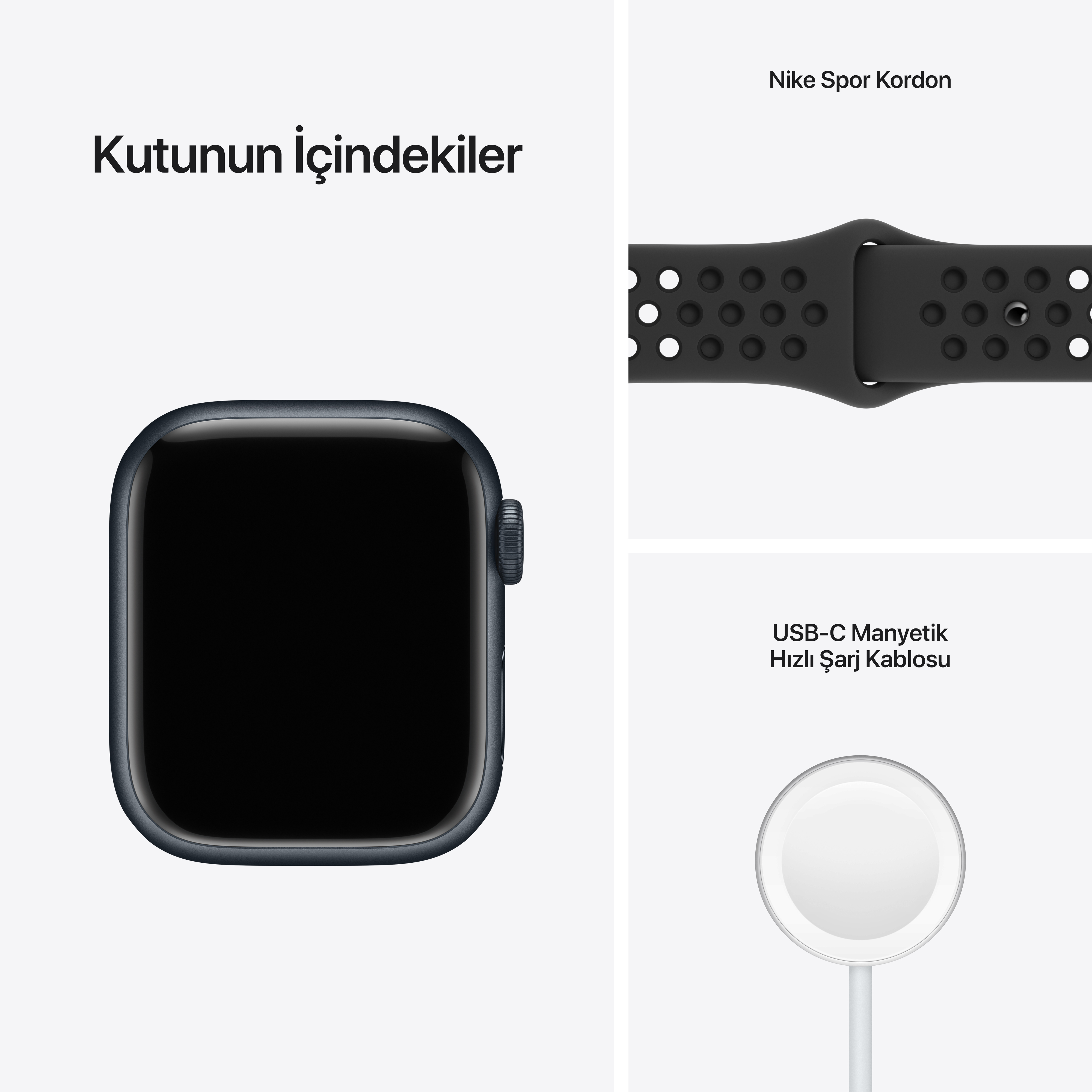 APPLE Watch Nike Series 7 GPS, 41mm Gece Yarısı Alüminyum Kasa ve Spor Kordon