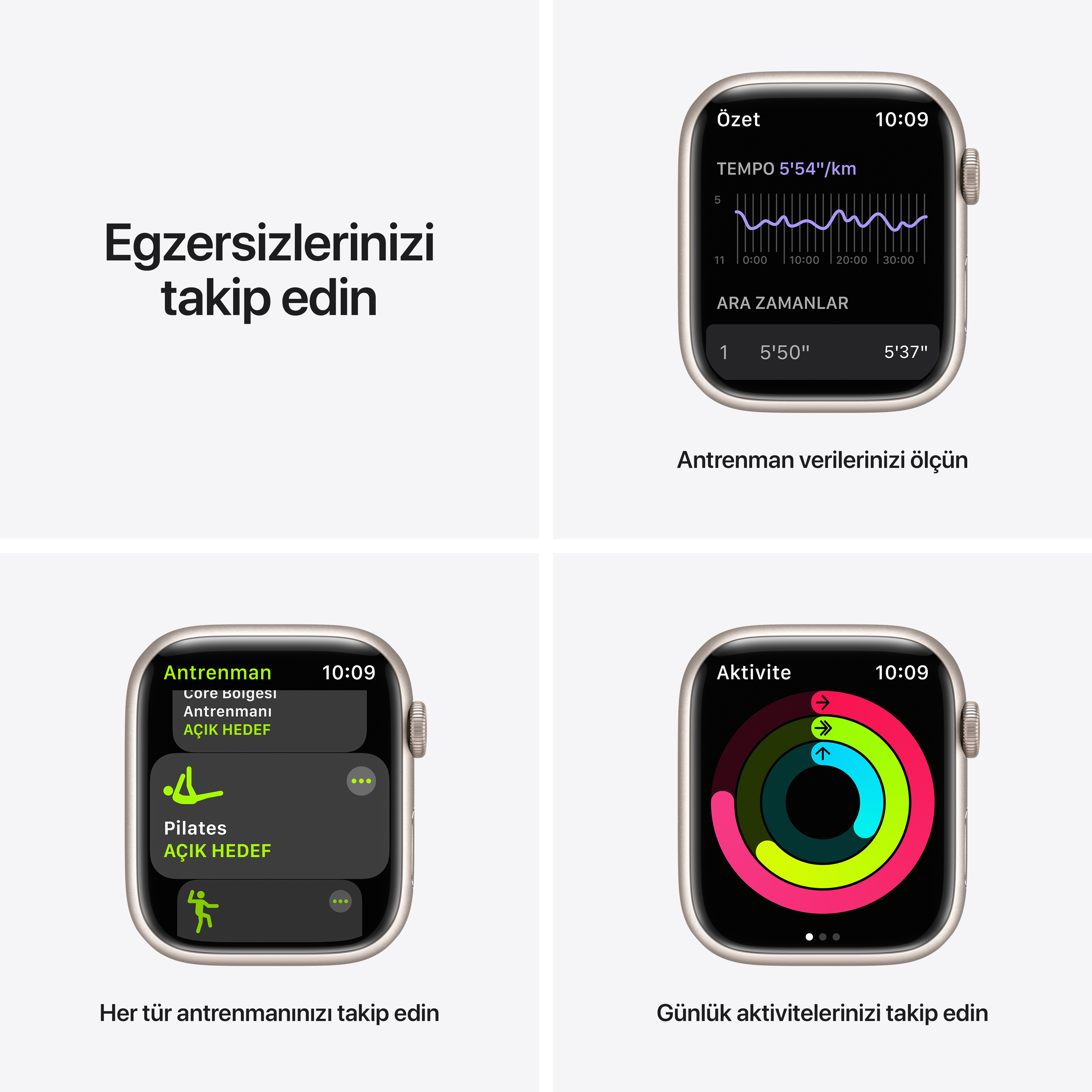 APPLE Watch Nike Series 7 GPS, 41mm Yıldız Işığı Alüminyum Kasa ve