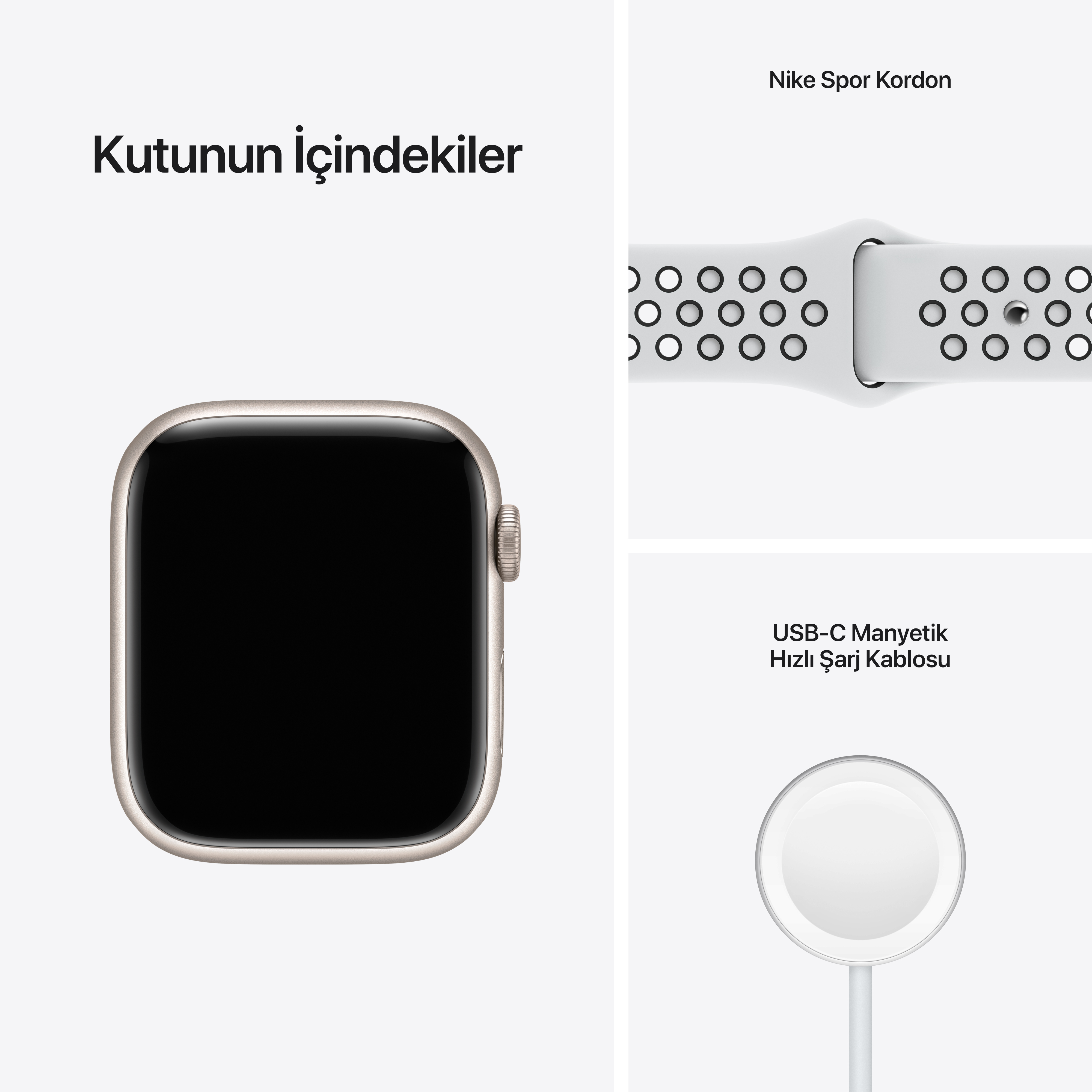 APPLE Watch Nike Series 7 GPS, 41mm Yıldız Işığı Alüminyum Kasa ve