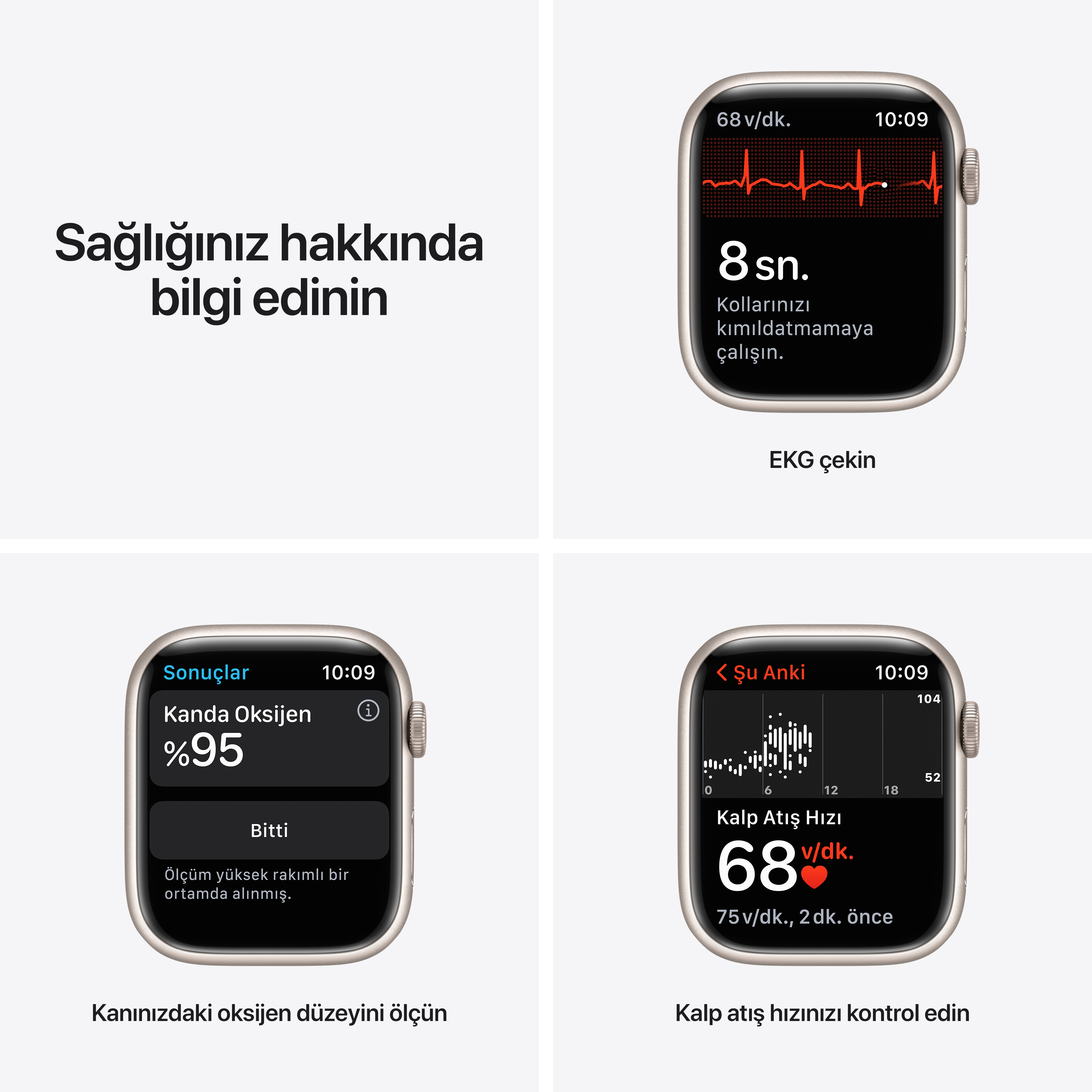 APPLE Watch Nike Series 7 GPS, 41mm Yıldız Işığı Alüminyum Kasa ve