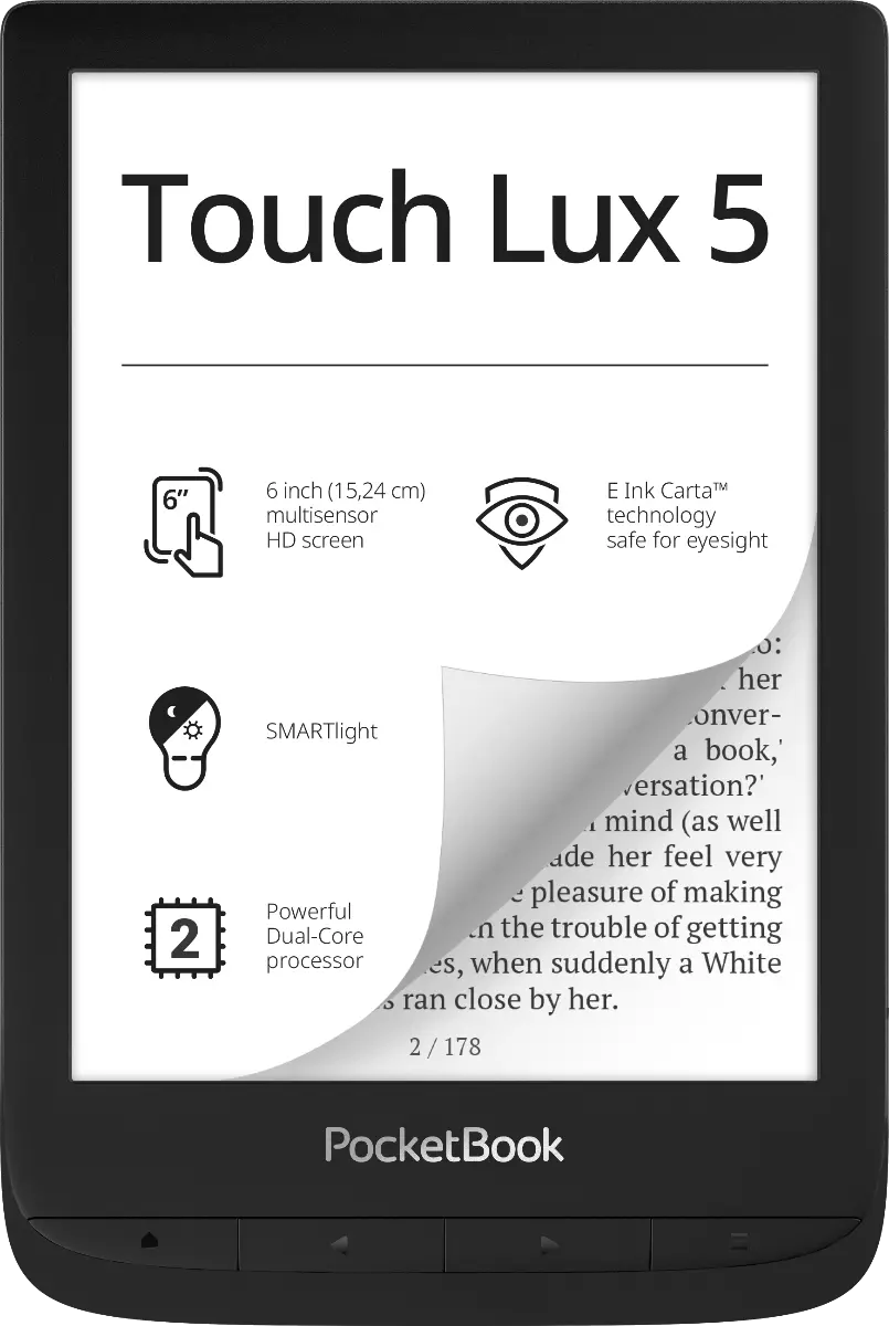 POCKETBOOK E-reader Touch Lux 5 InkBlack (PB628-P-WW)