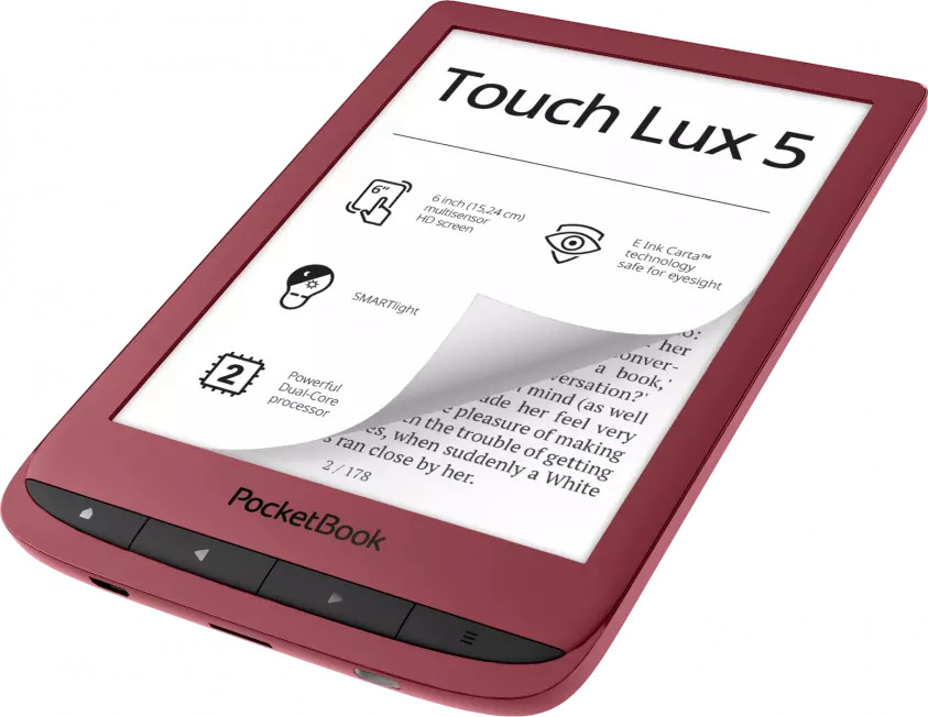 POCKETBOOK E-reader Touch Lux 5 Ruby Red (PB628-R-WW)