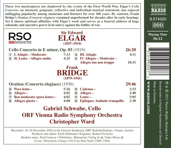 Schwabe,Gabriel/Ward,Christopher/ORF RSO Wien - Cellokonzert e-moll,op.85/Oration  - (CD)