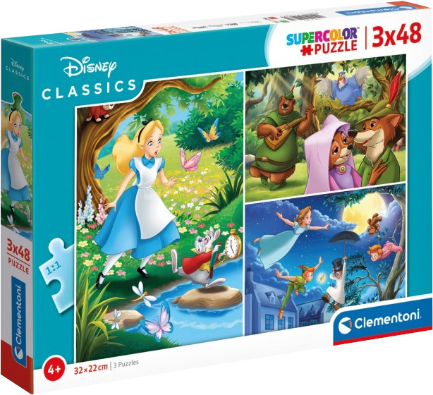 Puzzle Alice au pays des merveilles, Robin des Bois, Peter Pan 3x48 pcs