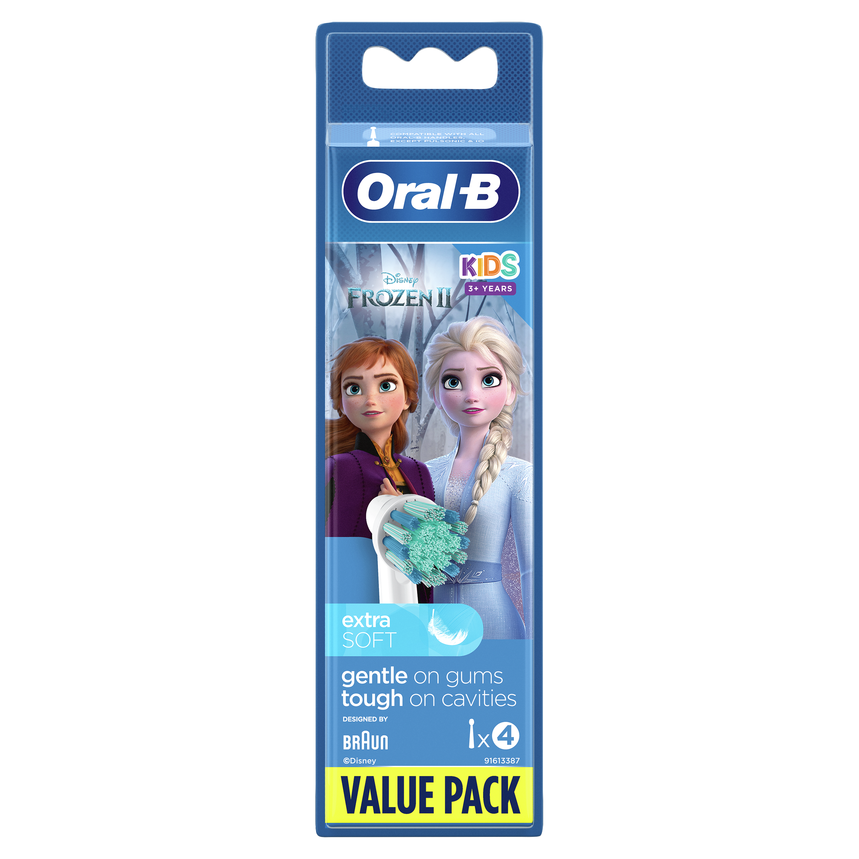Oral-B Kids Frozen II fogkefefejek csomagban, Annával és Elzával.